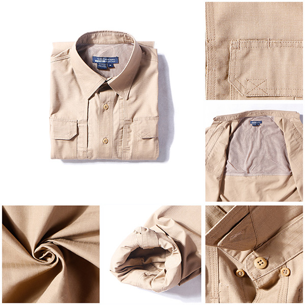 T-shirt sec de Camo d'ajustement de la région boisée T d'hommes de douille de chemise de Brown long