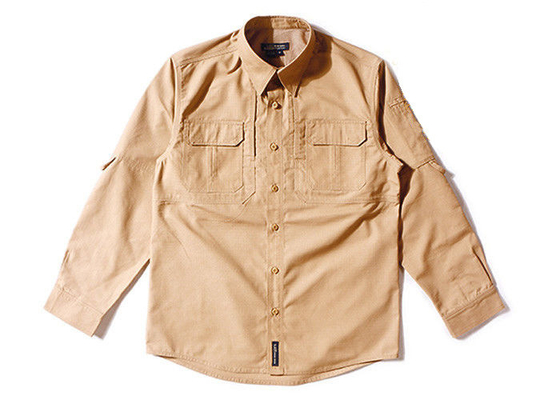 Chine T-shirt sec de Camo d&#039;ajustement de la région boisée T d&#039;hommes de douille de chemise de Brown long usine