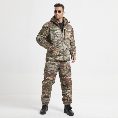 Manteau d'hiver en fibre de polyester avec collier à support Couleurs solides Camouflage Fermeture à fermeture à glissière